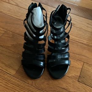 Stuart weitzman high heels sandals black leather calf size 6